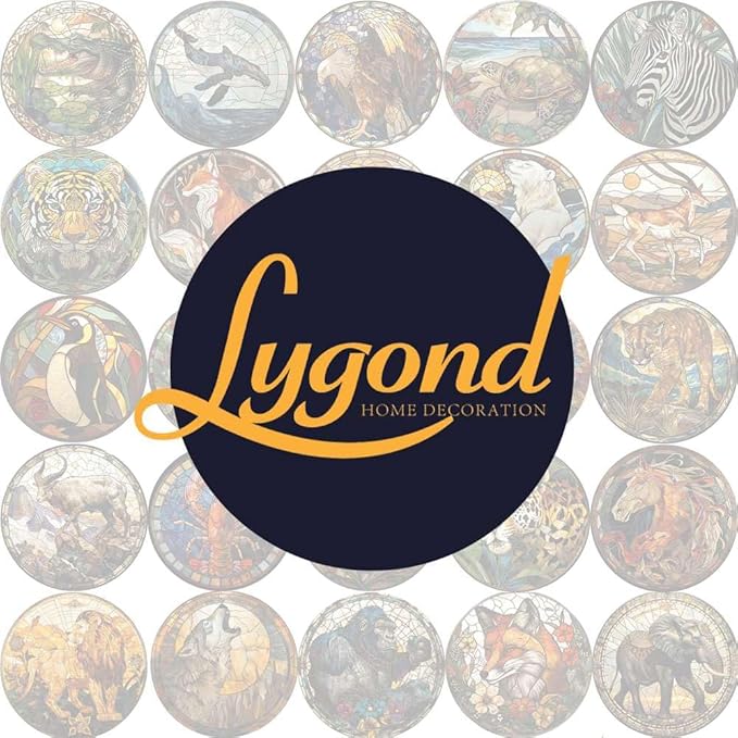 Lygond Metal Sign Tin Sign Circular Stained Glass Deer Metal Sign for Club 12×12 Inches