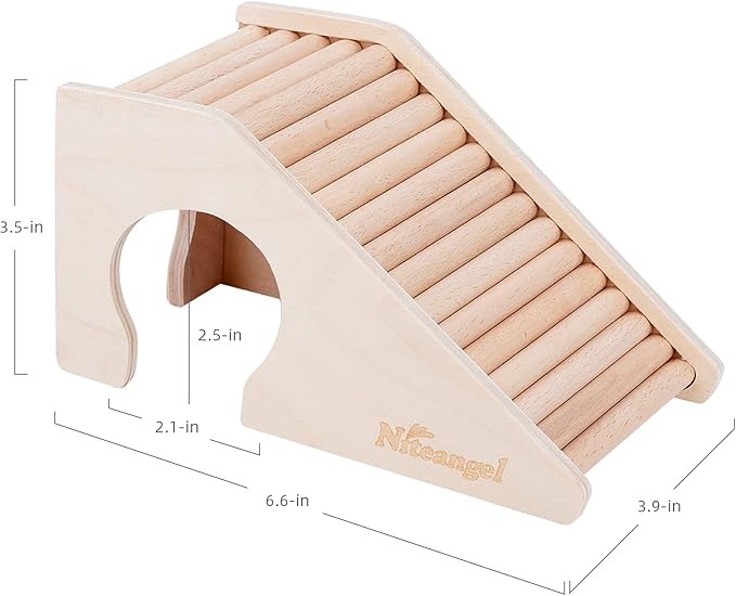 Niteangel Hamster House w/Climbing Ladder for Hamsters Gerbils Mice or Similar-Sized Pets (Trapezium-Shaped Hamster Hut)