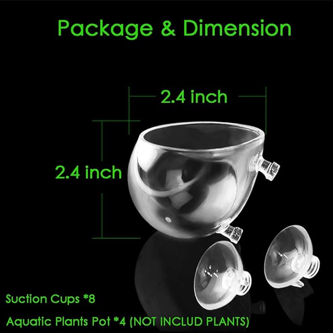 capetsma 4X Crystal Glass Aquarium Plant Pot, Aquarium Aquatic Planter, Red Shrimp Live Plants Fish Tank Glass Holder with 4X Suction Cups for Aquarium Fish Tank Decorations β¦ (4 Pack)β¦