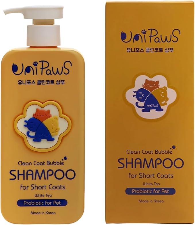 Unipaws Probiotic Dog Shampoo for Short-Haired Coats โ Itch Relief, Deodorizing & Hydrating for Healthy, Fresh Skin with Calendula & Oatmeal โ EWG Green & White Tea Scent, Made in Korea, 16.9 Fl Oz
