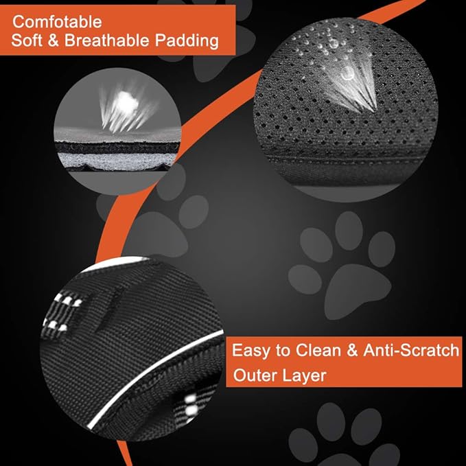 PHOEPET No Pull Dog Harnesses for Small Puppies Reflective Adjustable Front Clip Vest with 2 Metal Leash Attachment Hooks Soft Handle(XS, Black)
