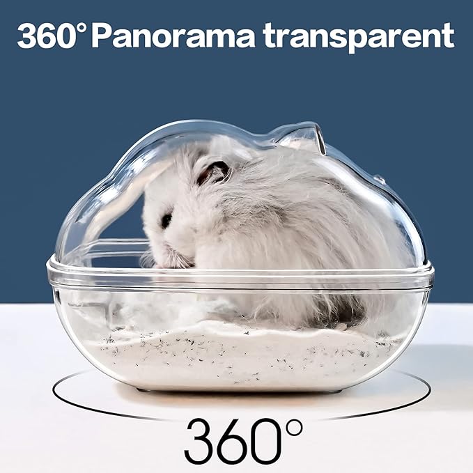 Hamster Bathtub,Hamster Bathroom,Small Animal Habitat Décor,Sand Bath Container Transparent Beds,Hamster Bed,Ice Bathtub,Sleep Pad Nest,Sand Bath Box for Cage Accessories(M)