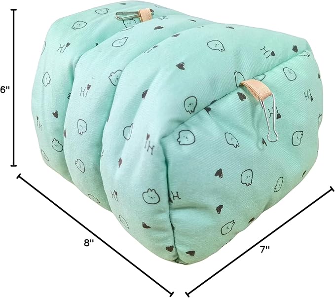 WowowMeow Guinea Pigs Bed,Hamster Bed,Soft Sleep Mat Pad and Warm Cave for Rats,Rabbit,Chinchillas,Hedgehog,Squirrel and Other Small Animals (L, Heart-Green)