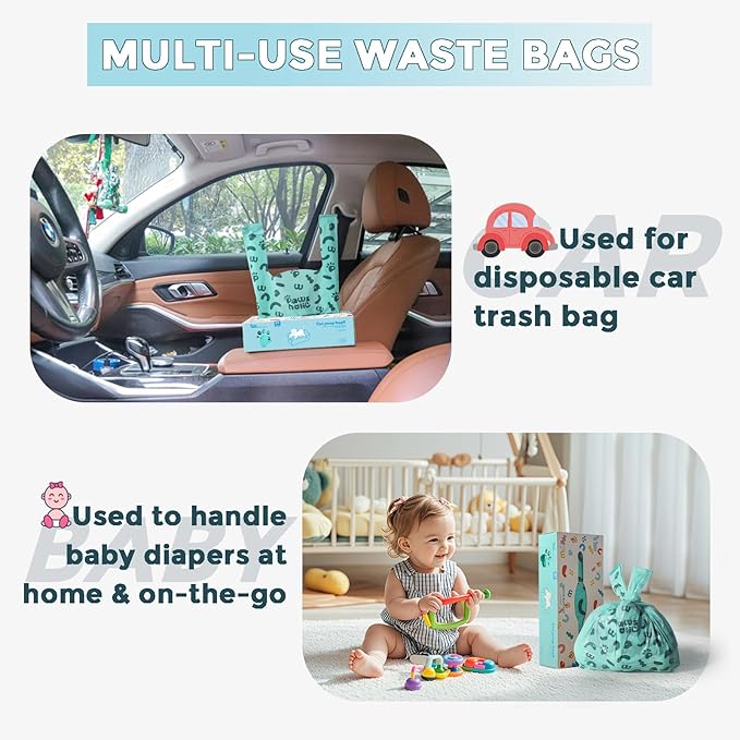 Cat Litter Bags and Dog Poop Bags with Handle, 180 Counts, Cornstarch Based Extra-Thick&100% Leak Proof,Pet Waste Bag for Kitty and Doggie (Lavender Scented)