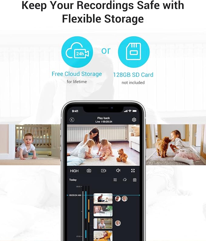 blurams Cameras for Home Security, 2K Pet Camera with Phone App, 360° PTZ Indoor Cameras, 2-Way Talk, Motion Tracking, Color/IR Night Vision, Cloud&SD, Works with Alexa (2Pack, 5GHz/2.4GHz Dual-Band)