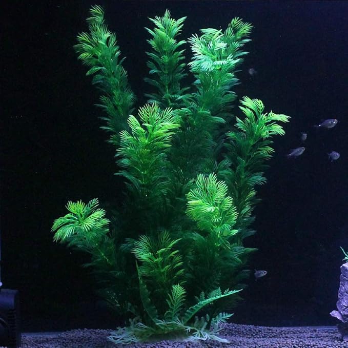Hamiledyi Aquarium Plants Plastic Decor Fish Tank Green Decorations Plants Ornament Safe for All Fish,Extra Large 23-inch Tall, 2 Pack(Green Style A)