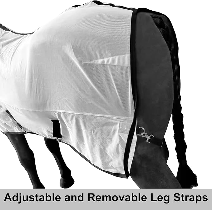 Horse Fly Sheet Equine Summer Sheets, Comfy Mesh Bug and Mosquito Protection Standard Neck - White 78"