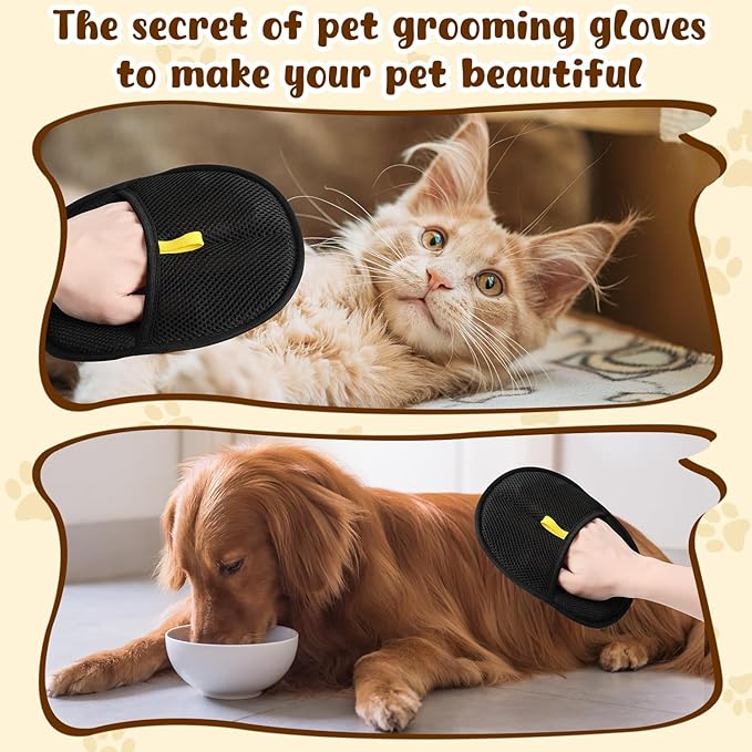 2Pcs Pet Hair Remover Glove,Static Pet Removal Gloves,Cat Grooming Gloves for Hair Removal,Reusable Double Sided Pet Hair Remover,for Couch,Furniture,Carpet,Curtain