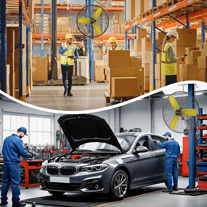 30 Inch Industrial Wall Mount Fan Oscillating with 2 Pack, 8900 CFM Commercial Metal Wall Fans with Poweful Motor, 3 Speed, Heavy Duty Construction Indoor for Warehouse, Workshops UL Listed