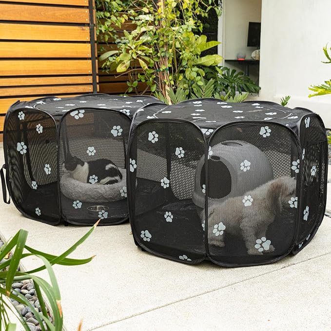 2-in-1 Cat Playpen, Pop Up Dog Pet Playpen for Indoor Outdoor Cats Enclosure, Portable Pet Playpen, Kitten Puppy Foldable Play Pen Cat Dog Tent Crate Cage Kennel(No Divider, Unified Space)