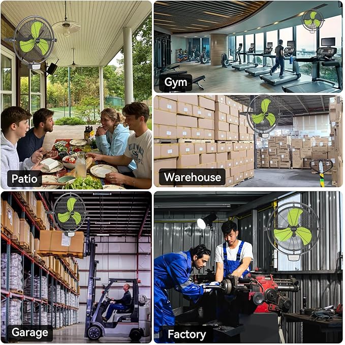 20 Inch Wall Metal Fan Pro Series Remote Control, High Velocity Wall Mount Fans for Commercial, Residential, Warehouse, Covered Patio, Shop, Garage, Barn 3 Speed 5200 CFM UL Safety Listed