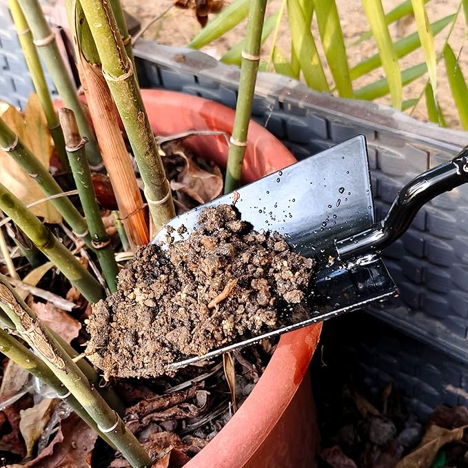 2-in-1 Trowel and Transplanter Gardening Tool Set, Outdoor Hand Tools, with Non-Slip Handle and Protective Blade Covers, Ideal Gardening Gifts for All (Black)