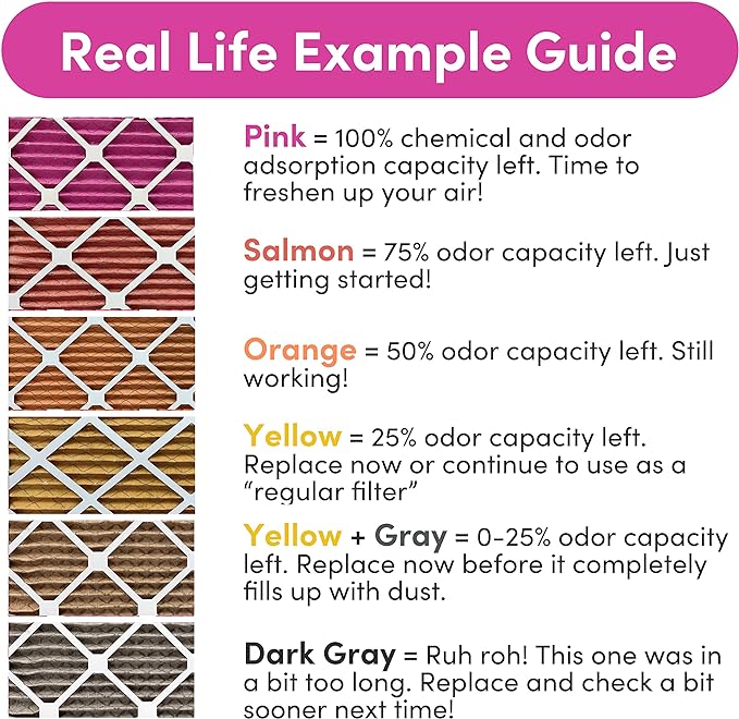 Colorfil 18x24x1 Air Filter (6-Pack) | Made in the USA | Color Changing | Remove Cat and Dog Odor | MERV 8 for Pet Hair Dander and Dust | 17.5"x23.5"x0.75" Exact Size