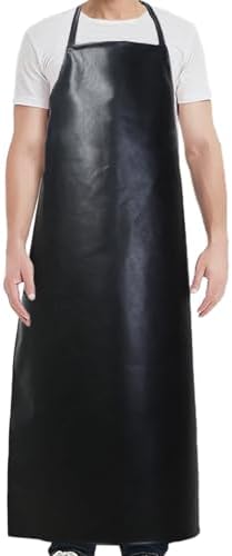 45" Extra Long Waterproof Butcher Apron PU Leather Oil-Proof Black by MLTULTUL