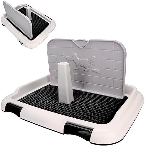 Indoor Dog Potty Tray - Miniature Poodle Pad Holder, Anti-Slide Plastic Potty for Small & Medium Dogs (Black)