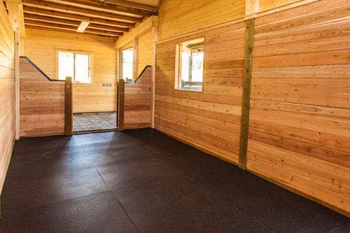 American Floor Mats - Heavy Duty Stall Tiles - Stable/Horse Tiles - Thick, Durable Rubber Flooring Solid Black 8' x 8' Set 3/4" Thick (16 Tiles Total)