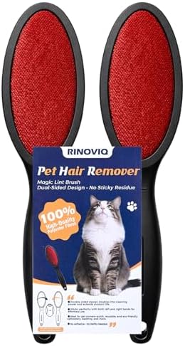 Lint Brush for Pet Hair, Double Sided Reusable Lint Remover, 2 Pack by RINOVIQ