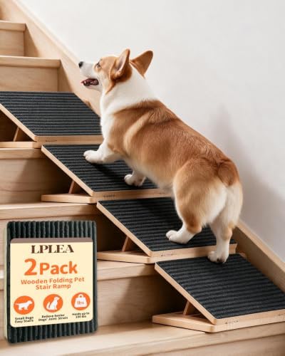 2 Pack Upgraded Dog Ramps for Stairs, Adjustable Portable Pet Steps by Unknown