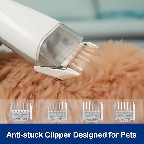 Pet Grooming Kit with 3.4L Oversized Vacuum Suction - 99% Pet Hair Removal - Professional Dog Clippers & Shedding Tools for Cats, Teddy, Poodle, Golden Retrievers (Metallic Orange & White)