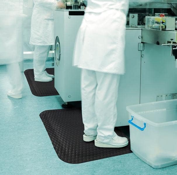 American Floor Mats Hog Heaven 5/8 inch Black & Yellow Border 3' x 8' Nitrile Backed Anti-Fatigue Comfort Mat