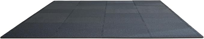 VEVOR 0.56 Inch Thick Gym Floor Tiles, 25 Tiles Rubber Top with EVA Foam, 25" x 25" Gym Flooring Workout Mats with 100sq.ft Coverage, Interlocking Puzzle Gym Mats for Gym, Home, Garage, Black & Blue