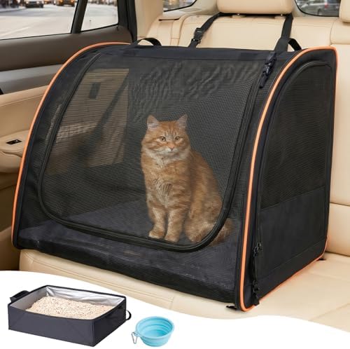 Cat Car Seat, Enclosed Carrier for Pets Travel Safety Cat Crate by UNICITII