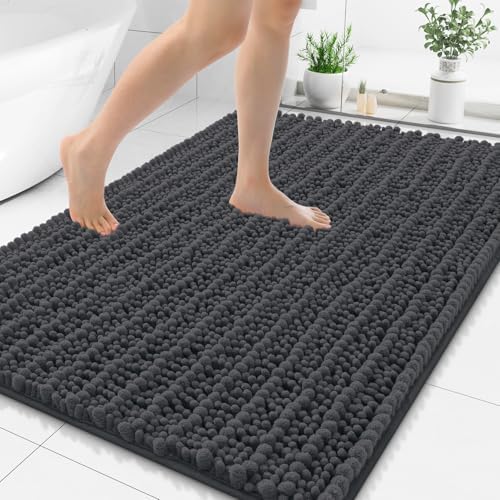 Smiry Bathroom Rugs 50X30, Extra Soft Rubber Backing Chenille Bath Mats by Smiry