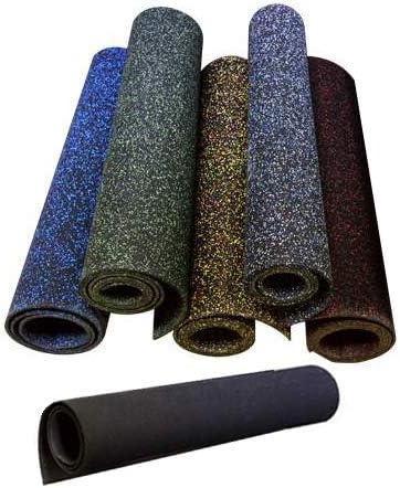 American Floor Mats 1/4in (7mm) Thick 10% Blue/Grey 4' x 3' Heavy Duty Rubber Rolls, Protective Exercise Mats, Home Gym Rubber Flooring