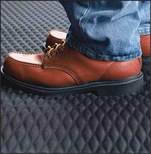 American Floor Mats Hog Heaven 5/8 inch Black & Yellow Border 4' x 10' Nitrile Backed Anti-Fatigue Comfort Mat