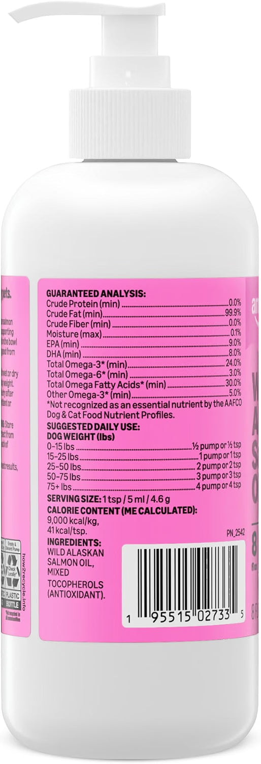 Wonder Bound Wild Alaskan Salmon Oil - Skin and Coat SupAmazon Basics Wild Alaskan Salmon Oil - Skin and Coat Support, Omega 3 Supplement for Dog and Cat, 8 fl oz (Previouly Wonder Bound)