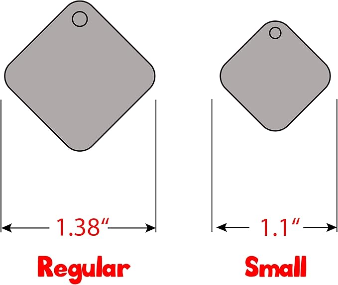 Personalized Dog Tag with 5 Lines of Custom Deep Engraved Durable Stainless Steel Pet ID Name Tag Designer Regular Size Diamond