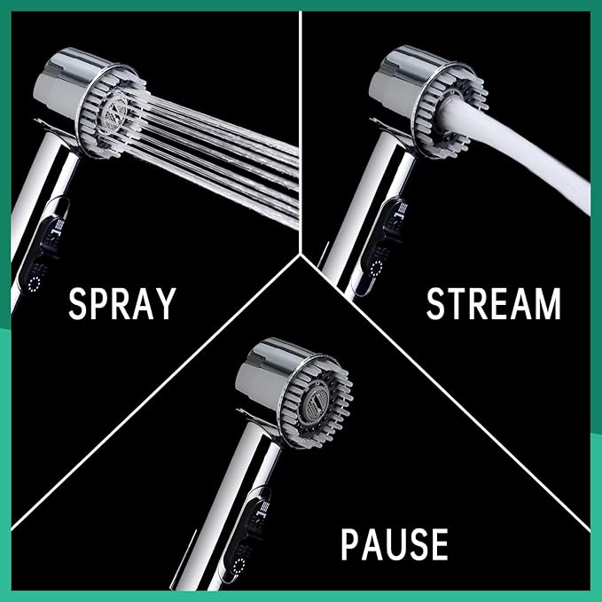 3 Mode Dog Shower Attachment, High Pressure Handheld Sprayer with ON/OFF Switch, G1/2" Metal Shower Diverter, 118 Inches Stainless Steel Hose, No Drill Hook, for Indoor and Outdoor Pet Bat