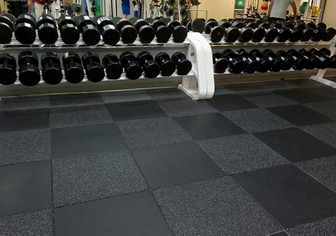 American Floor Mats - Extreme Rubber Gym Tiles - 1 Inch Thick Colorful Rubber Gym Tiles - Superior Shock and Sound Absorbing Tiles - 35% Green/Grey/White 50 Tile Pack (Covers 200 Sq Ft)