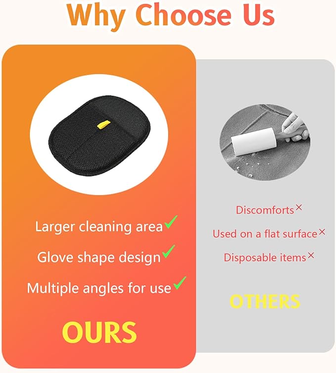 2pcs - Pet Hair Removel Glove for Cats & Dogs, Electrostatic Pet Hair Removal Gloves for Couch, Cat Grooming Gloves, Reusable Cat and Dog Hair Removel for Sofas, Furniture, Carpets and Curtains