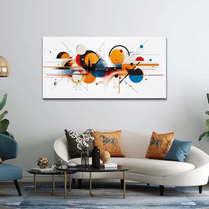 hyidecorart Wall Art For Living Room Wall Decorations For Bedroom Line Color Block Abstract Pictures Artwork Hang Pictures For Office Decoration Hotel Canvas Prints Art Modern Wall Decor 20"X40"