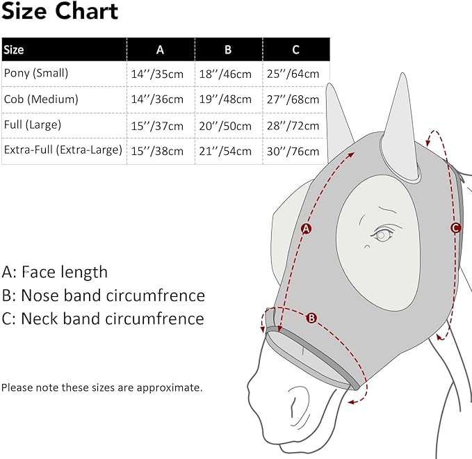 Harrison Howard Super Comfort Stretchy Fly Mask Large Eye Space with UV Protection Soft on Skin with Breathability Doodle Aztec Full Size
