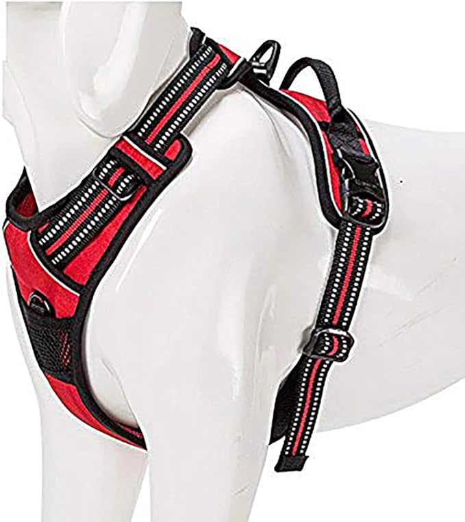 TRUE LOVE Adjustable No-Pull Dog Harness Reflective Pup Vest Harnesses Comfortable Control Brilliant Colors Truelove TLH5651(Red,M)