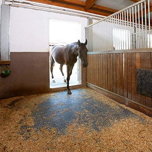 American Floor Mats - Heavy Duty Stall Tiles - Stable/Horse Tiles - Thick, Durable Rubber Flooring Solid Black 6 Center Tiles 3/4" Thick Expansion Set