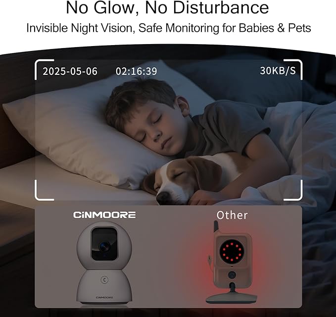 3K Pet/Dog/Cat Camera with Phone App, No-Subscription Local Person/Pet/Face Detection, 5G Security Camera Indoor, PTZ WiFi Cameras for Home Security, 0-Glow Night Vision, Full Duplex Audio