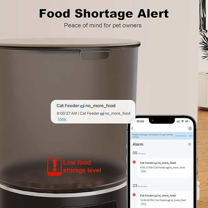 3-Cat Automatic Pet Feeder, 6L WiFi Cat Food Dispenser with APP Control, 1-10 Meal Programmable, Voice Recorder, Smart Alerts, Stainless Steel Bowls for Cats and Small Dogs (Black)