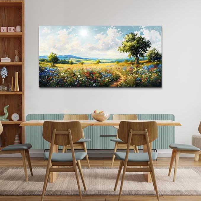 hyidecorart Large Wall Art For Living Room Bedroom Wall Decor Pictures Artworks Nature Field Scenery Abstract Painting Modern Wall Decorations For Office Canvas Prints Home Art Decor Ready To Hang