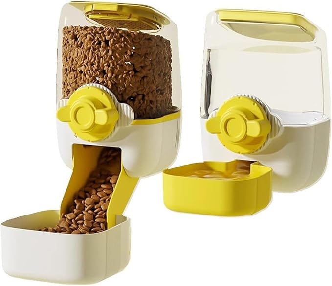 Pet Hanging Automatic Feeders Drinking Bowls，Gravity Rabbit Feeder and Water Set，Cage Cat Food Bowl Feeding Station for Puppy Kitten Chinchilla Hedgehog Guinea Pig Ferret (Green-Food)
