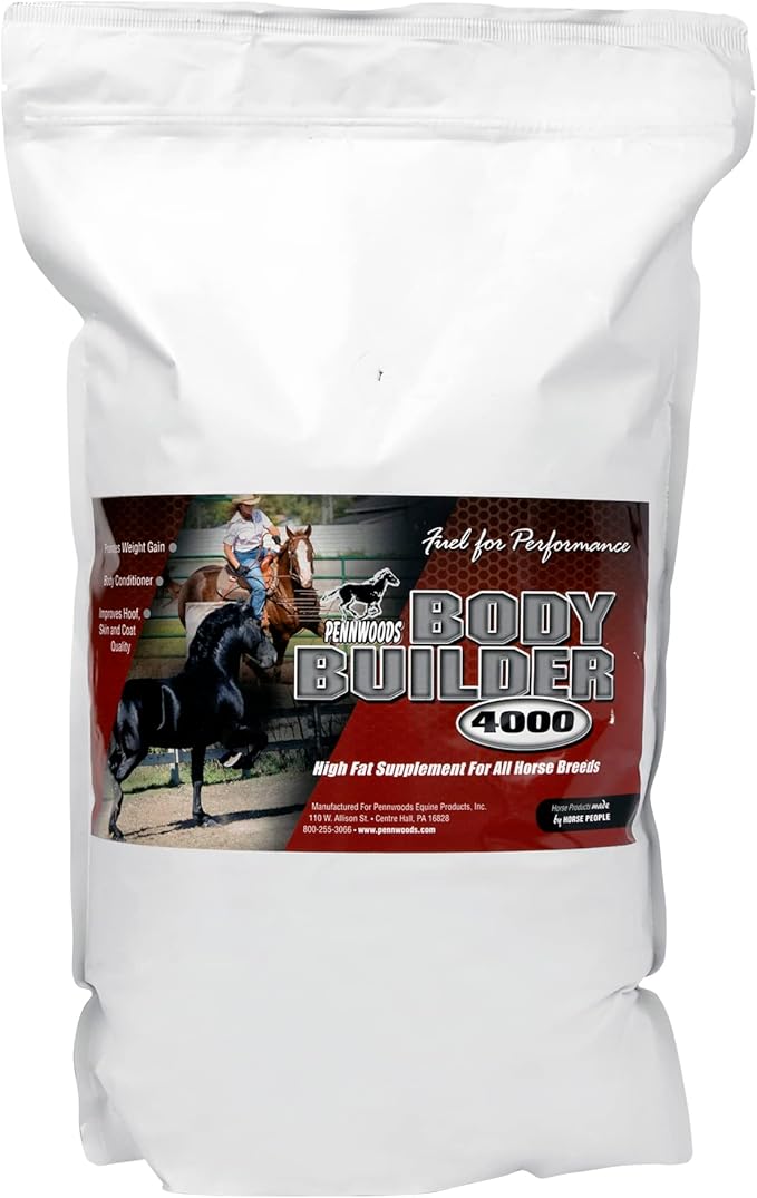 Body Builder 4000, Horse Weight Gain Supplement, High Fat and Energy Weight Builder with Body Conditioning Vitamins, Improves Hoof Quality - 11 LB Bag