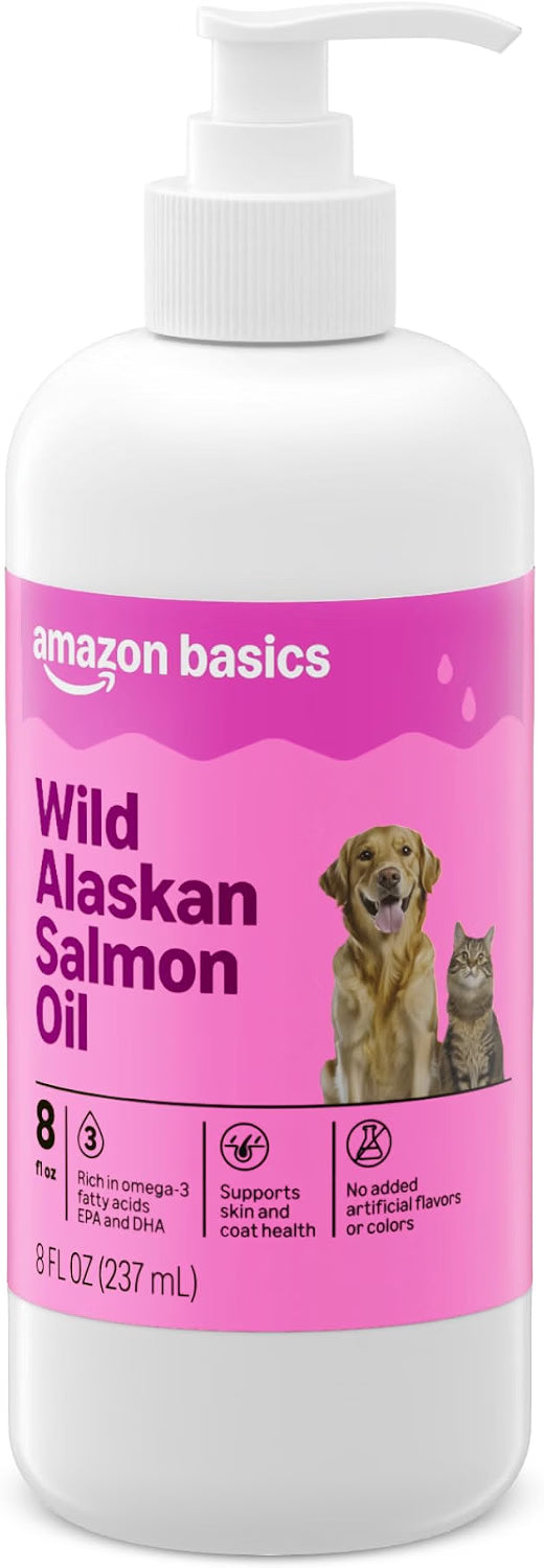 Wonder Bound Wild Alaskan Salmon Oil - Skin and Coat SupAmazon Basics Wild Alaskan Salmon Oil - Skin and Coat Support, Omega 3 Supplement for Dog and Cat, 8 fl oz (Previouly Wonder Bound)
