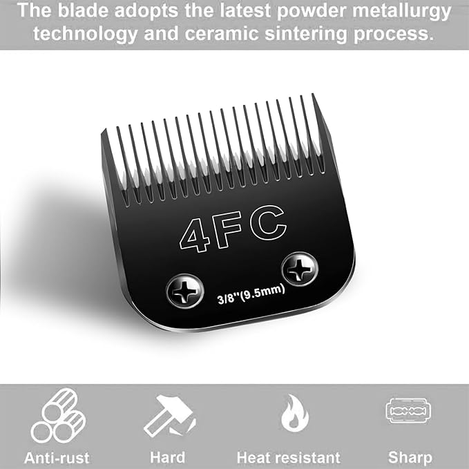 4FC Blades Dog Grooming Blades Compatible with Andis/Oster A5/Wahl KM-10 Series Dog Clippers,Detachable Clipper Replacement Blade,Black(4FC/2PCS)