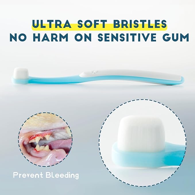 Small Dog Toothbrush, Cat & Puppy Tooth Brushing Kit, Ultra Soft & Mini Head Teeth Brush for Kitten & Tiny Pet, Doggy Toothbrushes Deep Dental Cleaning, 2 PCS - Pink Color