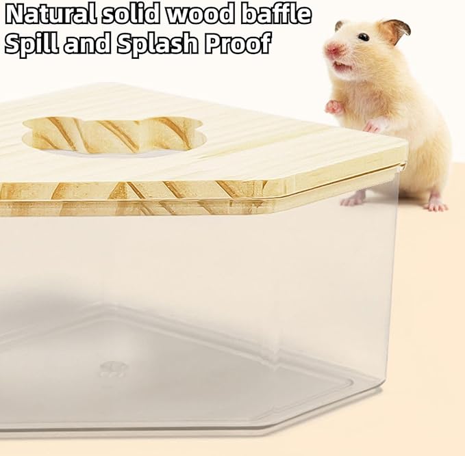 Hamster Sand Bath Box Container, Small Pet Sandbox Lid Design Wooden Sandbox Dust Bath, Transparent Bathroom & Digging Box Acrylic Syrian Hamster Litter Box Animal Accessories (D Small)