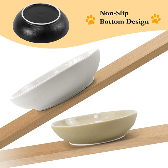 3PCS Cat Food Bowl,Ceramic Cat Dish for Indoor Cats,Wide Shallow Cat Bowls for Dry and Wet Food,Anti Whisker Fatigue Cat Plates for Kitten Cats or Dogs