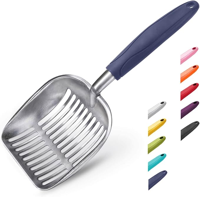 WePet Cat Litter Scoop, Aluminum Alloy Sifter, Kitty Metal Scooper, Deep Shovel, Long Handle, Poop Sifting, Kitten Pooper Lifter, Durable, Heavy Duty, for Litter Box
