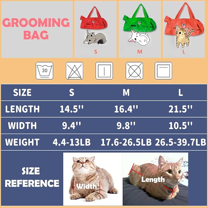 Kukaster Pet Cat’s Restraint Bag for Claw Care Nail Trimming Anti-Scratching Grooming Bag for Cats Medical Examination(Blue-l)